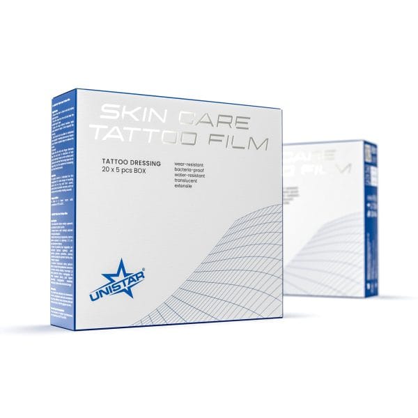 UNISTAR Skin Care tattoo film dressing - 5 pieces - 12,5 x 12,5 cm produs pentru protectie si ingrijire tatuaj UNISTAR Skin Care tattoo film dressing - 5 pieces - 12,5 x 12,5 cm produs pentru protectie si ingrijire tatuaj