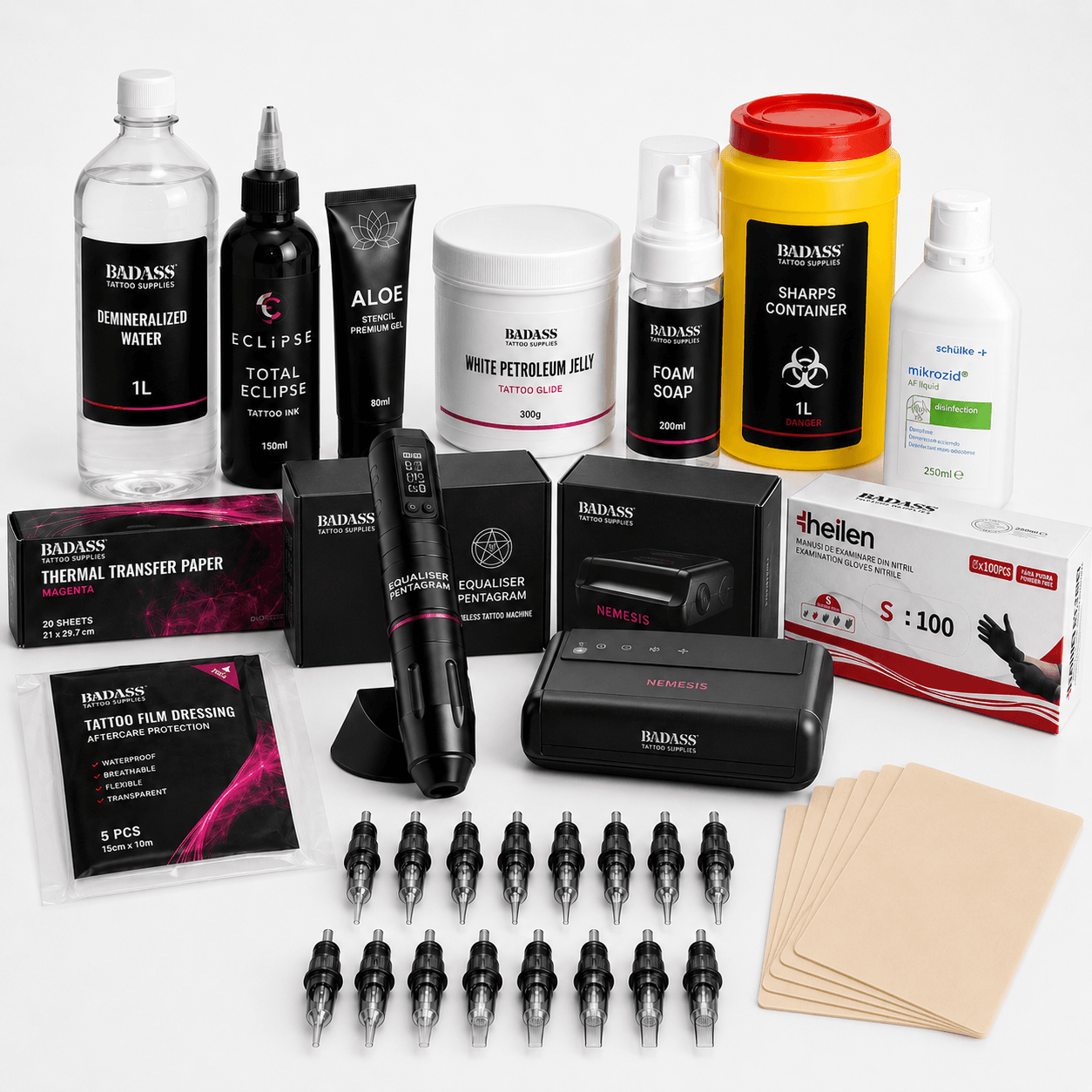 Badass Tattoo Kit V3 – cu aparat Equaliser Pentagram și imprimantă Nemesis